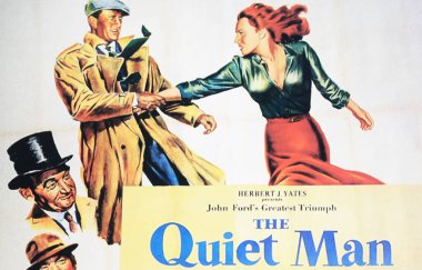 Viersen, Almanya - 9 Mayıs. 2024: Sessiz Adam film afişi John Ford, 1952 'den Maureen O' Hara ile (merkeze odaklan)