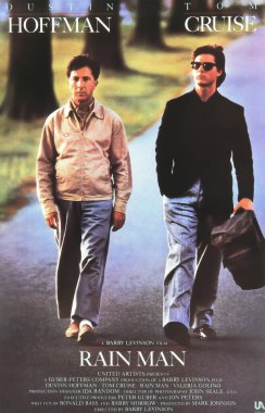 Viersen, Germany - May 9. 2024: Original official Rain Man film poster detail with Tom Cruise and Dustin Hoffman from 1988 (focus on center) clipart