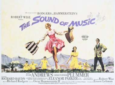 Viersen, Almanya - 9 Mayıs. 2024: The Sound of music film poster detayları Julie Andrews ile 1965 'ten (merkeze odaklan)