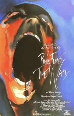 Viersen, Almanya - 9 Mayıs. 2024: Orijinal Pink Floyd The Wall film poster detayları 1982 'den (merkeze odaklan)