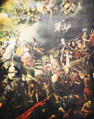 Viersen, Almanya - 9 Haziran. 2024: Adriaen van Nieulandt 'ın Prens II. Willem yönetiminde yapılan Hollanda Barış Alegorisi tablosu)