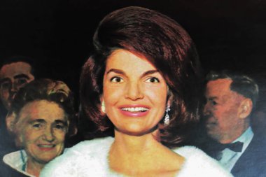 Viersen, Almanya - 9 Mayıs. 2024: First Lady Jacqueline Kennedy Amerikan dergisinde 1965 etkinliği (Merkeze Odaklan)