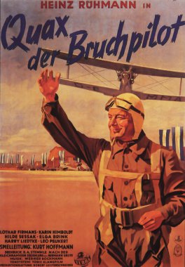Viersen, Almanya - 9 Mayıs. 2024: Quax the Crash Pilot film afişi (Almanca versiyonu: Quax der Bruchpilot) 1941 'den Heinz Ruhmann ile (merkez üzerine odaklan))