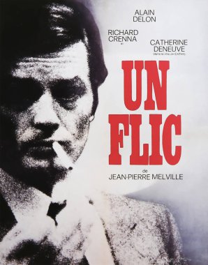 Viersen, Germany - July 9. 2024: Un Flic film cinema poster with Alain Delon from 1972 clipart