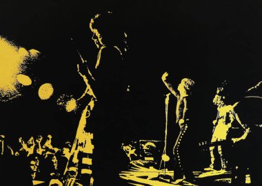 Viersen, Almanya - 9 Temmuz. 2024: The Rolling Stones Gimme Shelter film afişi 1970 'den (merkeze odaklan)