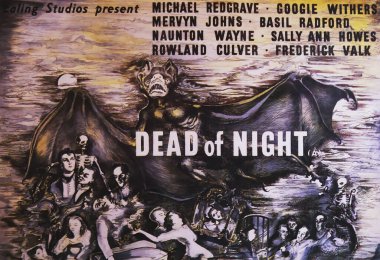 Viersen, Almanya - 9 Temmuz. 2024: Dead of Night İngiliz korku filmi afişi 1945 'ten (merkeze odaklan)