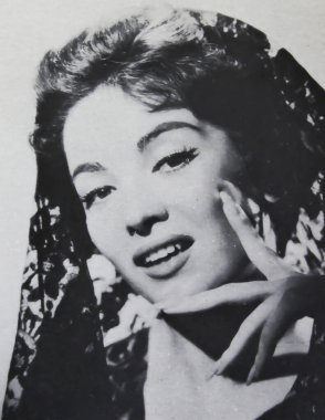 Viersen, Almanya - 9 Temmuz. 2024: Latin Amerikalı aktris Linda Cristal 'in Portresi (Marta Victoria Moya Burges) 1950' ler)