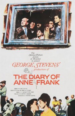 Viersen, Almanya - 9 Mayıs. 2024: Anne Frank 'in Günlüğü film afişi 1959' dan Millie Perkins ile (merkeze odaklan)
