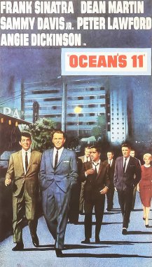 Viersen, Germany - May 9. 2024: Detail of official original Ocean's 11 cinema film poster from 1960 (focus on center) clipart