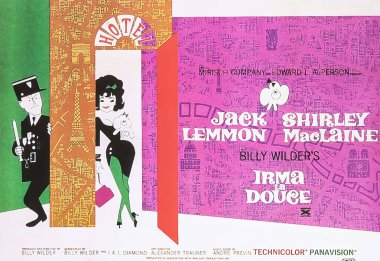 Viersen, Almanya - 9 Mayıs. 2024: Irma la Douce 'un Detayları resmi Sinema filmi posteri Shirley MacLaine ve Jack Lemon 1963' ten Billy Wilder (merkeze odaklan)