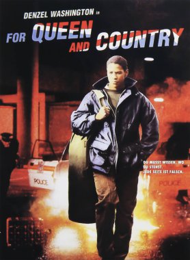 Viersen, Germany - July 9. 2024: For Queen And Country Cinema film poster detail (german version) with Denzel Washington from 1988 clipart