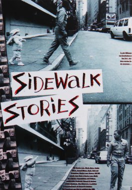 Viersen, Almanya - 9 Temmuz. 2024: 1989 tarihli Sidewalk Stories Cinema poster detayı (Alman versiyonu)