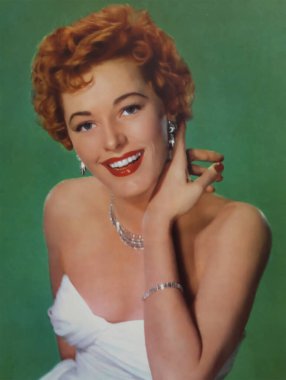 Viersen, Germany - July 9. 2024: Portrait of american actress Eleanor Parker from early 1960s (focus on face) clipart