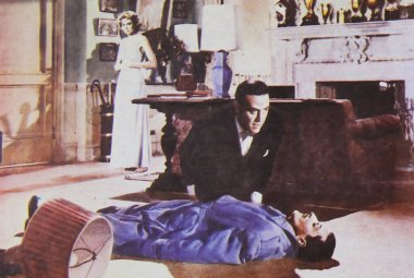Viersen, Almanya - 9 Temmuz. 2024: Grace Kelly ve Ray Milland ile Cinayet Film Lobisi 'nin M' sini tuşlayın. Yazan Alfred Hitchcock.)