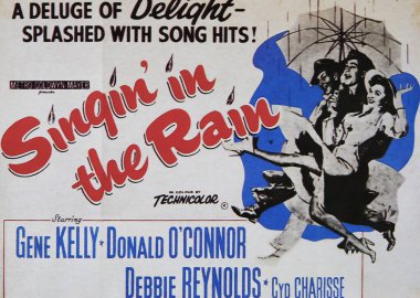 Viersen, Almanya - 9 Temmuz. 2024: Yağmur sinemasında şarkı söylemek 1952 yapımı bir film posteri (merkeze odaklan)