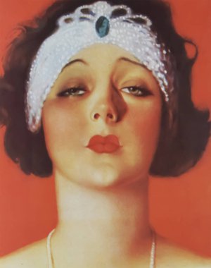 Viersen, Almanya - 8 Temmuz. 2024: Amerikan aktris Barbara La Marr 'ın eski dergi fotoğrafı 1923' teki gece filmlerindeki yabancılar için.