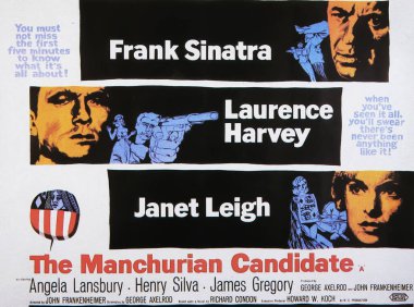 Viersen, Almanya - 8 Temmuz. 2024: Mançuryalı Aday Sinatra, Laurence Harvey ve Janet Leigh 'in oynadığı film posteri