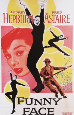 Viersen, Germany - July 8. 2024: Funny Face musical cinema film poster with Audrey Hepburn and Fred Astaire from 1957 clipart