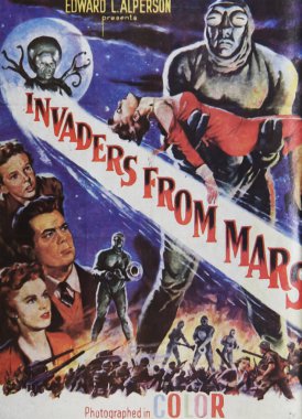 Viersen, Almanya - 2 Haziran. 2024: Mars 'taki İstilacılar' ın 1953 tarihli bilim kurgu film posteri (merkeze odaklanma))