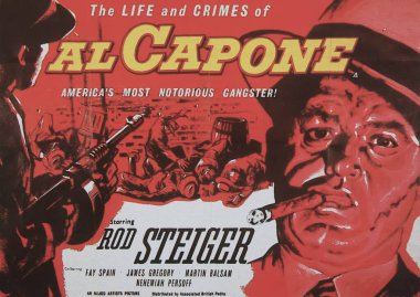 Viersen, Germany - June 2. 2024: Al Capone cinema film poster detail with Rod Steiger from 1959 (focus on upper third) clipart