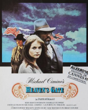 Viersen, Almanya - 2 Haziran. 2024: Cennetin Kapısı Sinema Posteri 1980 'den Kris Kristofferson ve Isabelle Huppert ile (merkeze odaklan)