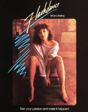 Viersen, Almanya - 9 Mayıs. 2024: 1983 'ten Irene Cara ile Flashdance dans film afişi ayrıntıları