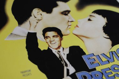 Viersen, Germany - December 9. 2024: King Creole cinema film poster detail with Elvis Presley and Carolyn Jones from 1958 (focus on center) clipart