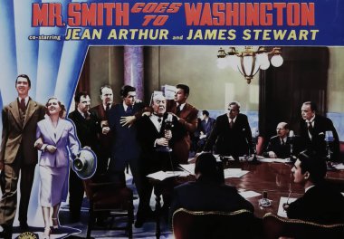 Viersen, Almanya - 13 Mayıs. 2024: Bay Smith, 1939 'dan Jean Arthur ve James Stewart ile birlikte Washington' a gider.)