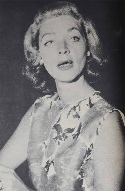 Viersen, Germany - June 9. 2024: Portrait of american actress Lauren Bacall from in old magazine ca. 1961 clipart