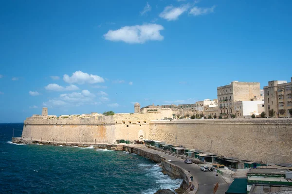 Mur Fort Elmo Sur Malte Valette Arrière Plan Ciel Bleu — Photo