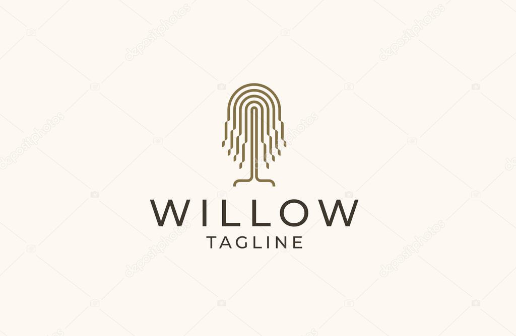 Willow tree logo icon design template flat vector