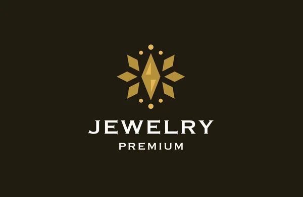Diamante Jóias Logotipo Ícone Design Modelo Vetor Plano — Vetor de Stock