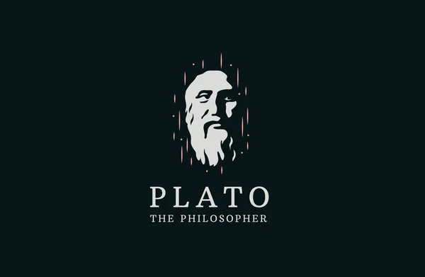 Antik Yunan plato filozof baş logo tasarım şablonu düz vektör