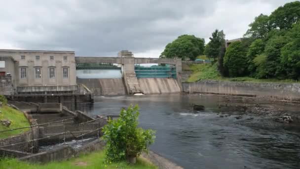 Pitlochry Dam Hydro Electric Power Station Salmon Ladder Summer Pitlochry — Stock Video