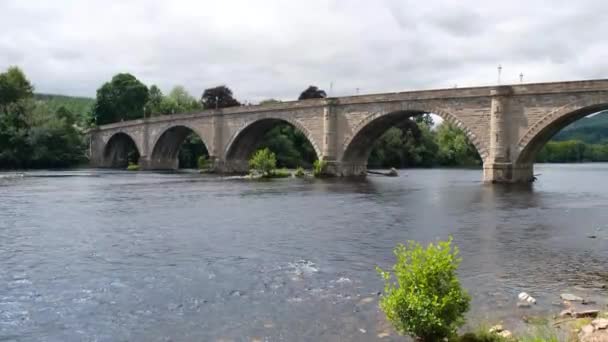 Puente Dunkeld Sobre Río Tay Verano Perthshire Escocia — Vídeo de stock