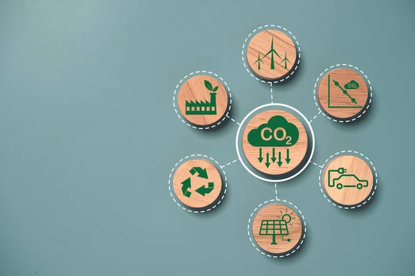 Co2 Reductie Recycling Groene Fabriek Icoon Voor Elektrische Voertuigen Voor — Stockfoto