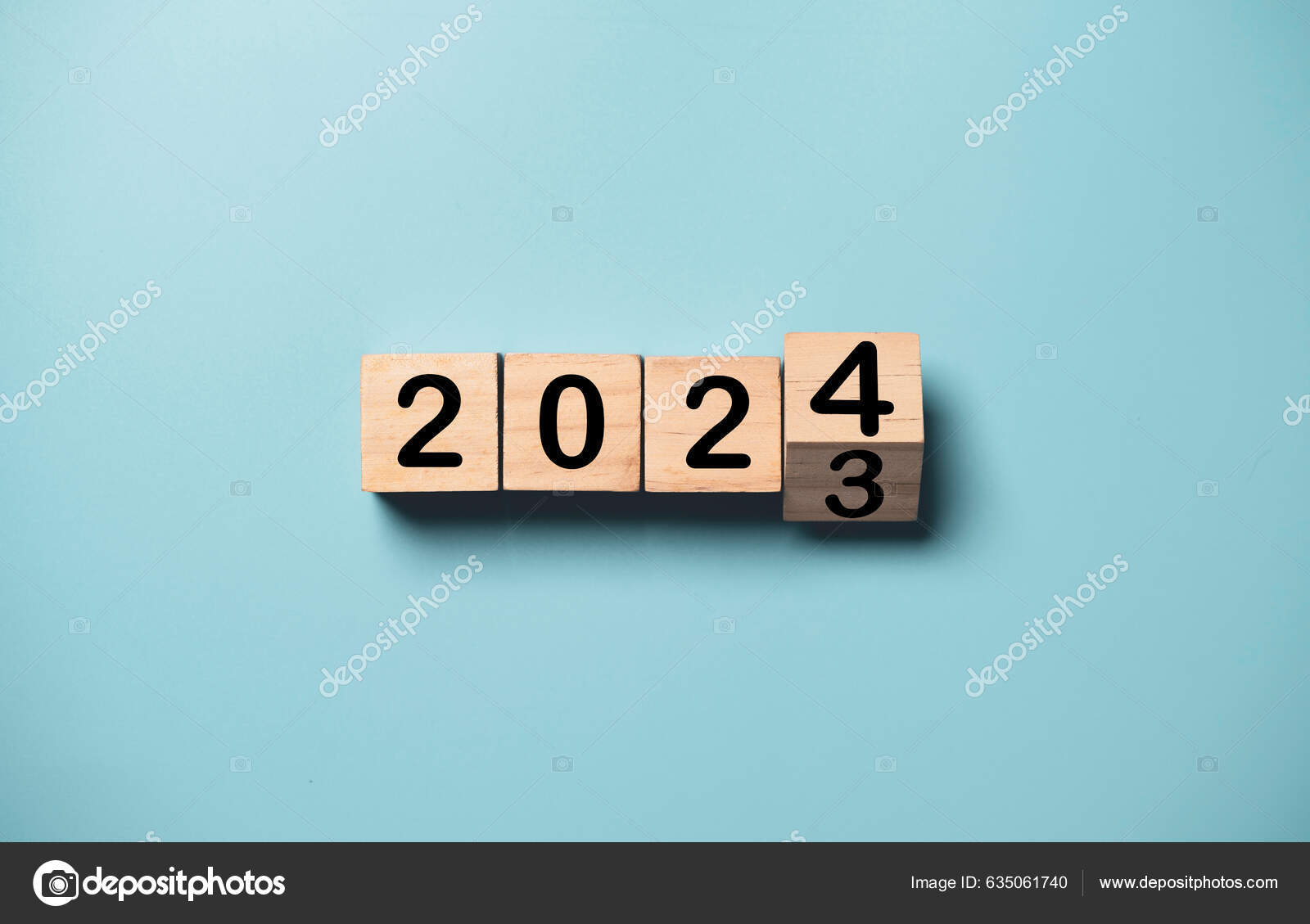 Flipping 2023 2024 Wooden Block Cube Preparation New Year Change
