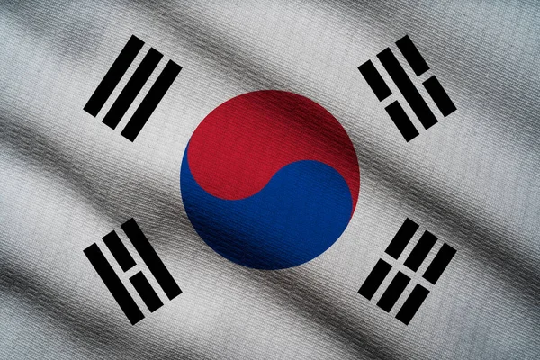 Sventolando Bandiera Della Corea Del Sud — Foto Stock