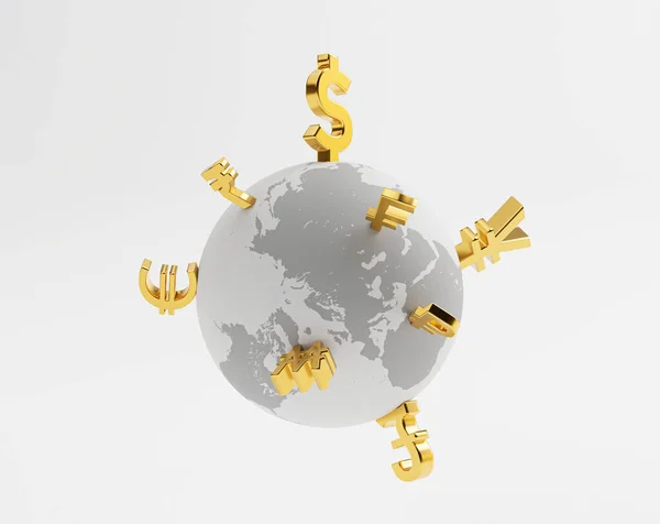 Aislamiento Del Mundo Blanco Con Principal Signo Moneda Oro Internacional — Foto de Stock