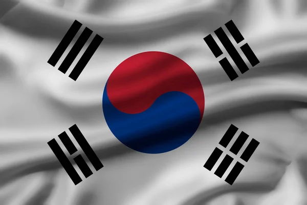 Vlnění Vlajky Fabric Jižní Korea — Stock fotografie