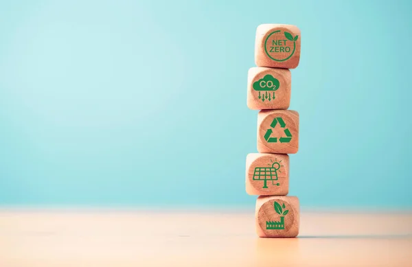 Stacking CO2 reducing ,Recycle ,Green factory icon for decrease CO2 , carbon footprint and carbon credit to limit global warming from climate change, Bio Circular Green Economy concept.
