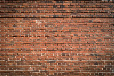 Arka plan ve doku için eski panorama klasik kırmızı tuğla duvar.