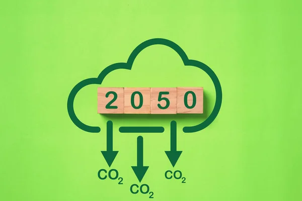 2050 Protocol Van Kyoto Met Een Co2 Reducerend Icoon Voor — Stockfoto