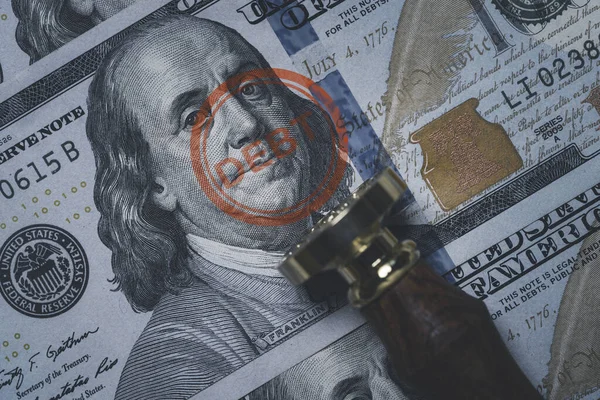 Benjamin Franklin Enfrenta Partir Usd Nota Dólar Com Carimbo Redação — Fotografia de Stock