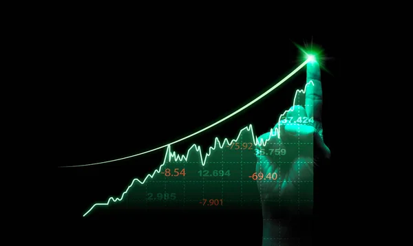 Hand Drawing Virtual Technical Graph Chart Analysis Stock Market Technology — Stock Photo, Image