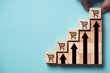 Pazarlama ve satış hacminin artması için el arabası ve ok ile ticaret ve perakende konseptinden elde edilen büyüme.
