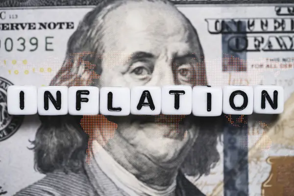 Инфляционная Формулировка Долларовой Купюре Доллара Сша Товаров Повышение Цен Услуги Стоковая Картинка