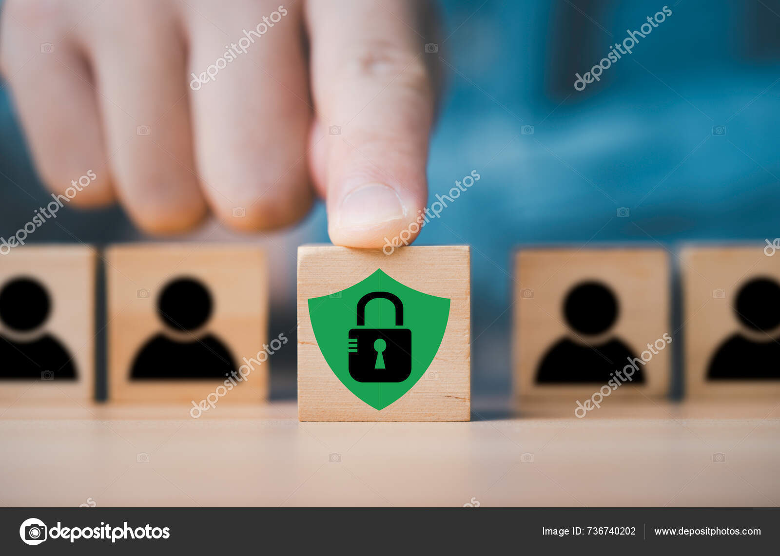 Hand Pushing Master Key Lock Guard Icon Front Human Icon — Stock Photo ...