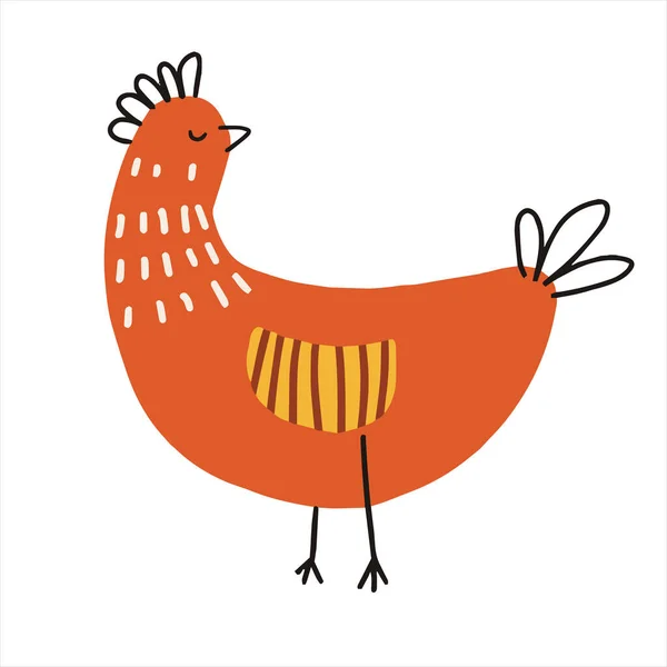 Vektorhandgezeichnete Henne Oder Vogel Bunte Vogel Für Paket Packpapier Symbol — Stockvektor