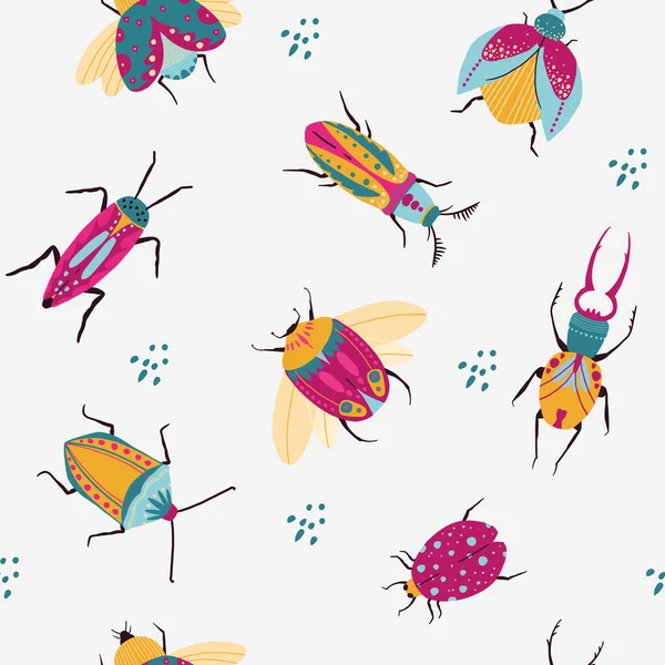 stock vector Vector seamless repeating pattern with hand drawn bugs. texture for fabric, wallpaper, textile, apparel.